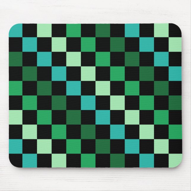 Green Blue Checkered Gingham Pattern Mousepad (Vorne)