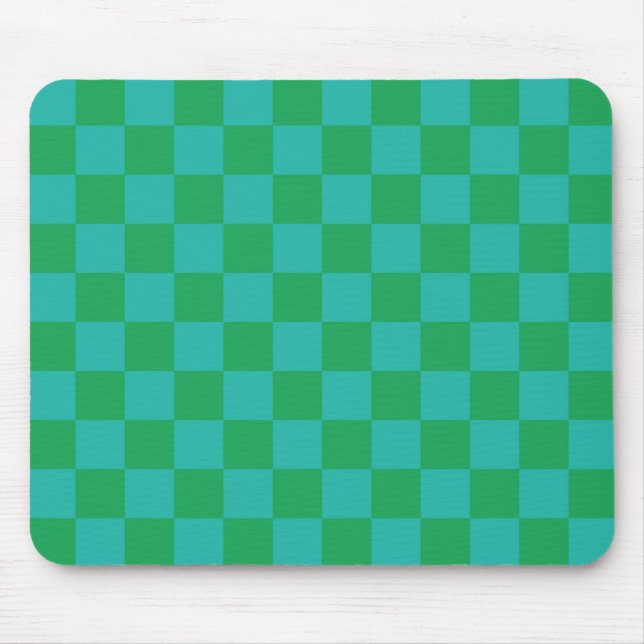 Green Blue Checkered Gingham Pattern Mousepad (Vorne)