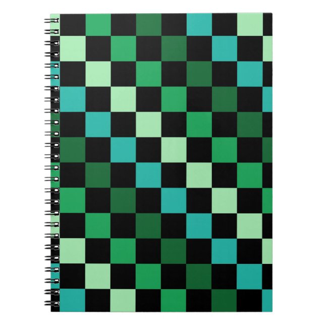 Green Blue Checkered Gingham Pattern Notizblock (Vorderseite)