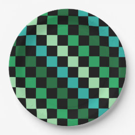 Green Blue Checkered Gingham Pattern Pappteller