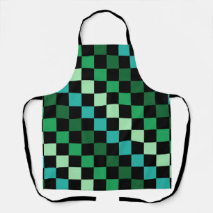 Green Blue Checkered Gingham Pattern Schürze