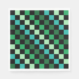 Green Blue Checkered Gingham Pattern Serviette