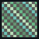 Green Blue Checkered Gingham Pattern Steinuntersetzer<br><div class="desc">Green Blue Checkered Gingham Pattern</div>