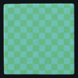 Green Blue Checkered Gingham Pattern Steinuntersetzer<br><div class="desc">Green Blue Checkered Gingham Pattern</div>