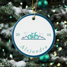 Green & Blue Cycling Design Bicycle Bike Keramik Ornament