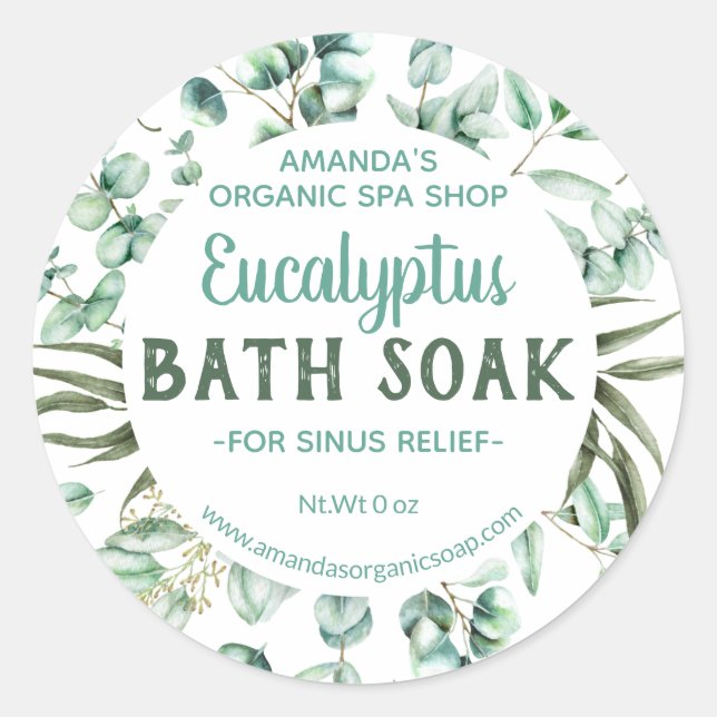 Green Blue Eucalyptus Infected Bath Wellness-Cente Runder Aufkleber (Vorderseite)