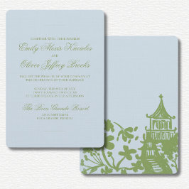 Green Blue Floral Watercolor Wedding Einladung