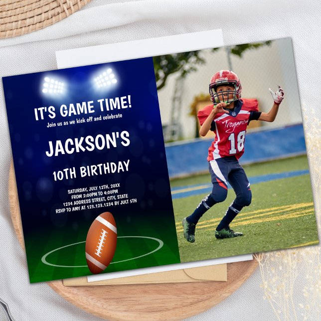 Green Blue Football Anniversaire des invitations p (Green Blue Football Birthday Invitations photo)