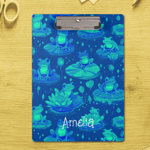 Green & Blue Frogs Personalisiert Klemmbrett