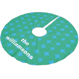Green Blue Geometric Personalisiert Name Mitte des Polyester Weihnachtsbaumdecke