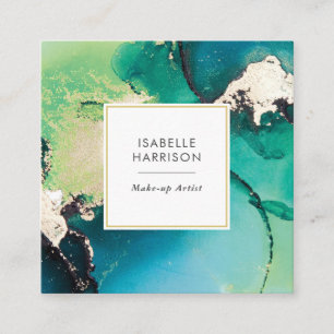 Green Blue Gold Aqucolor Tinte Quadratische Visitenkarte