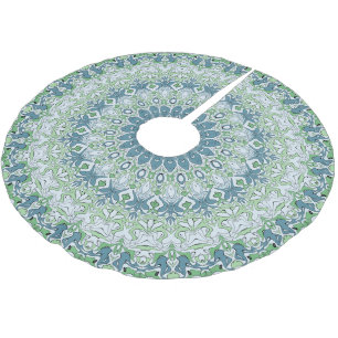 Green Blue Gray Coastal Mandala Kaleidoscope Polyester Weihnachtsbaumdecke