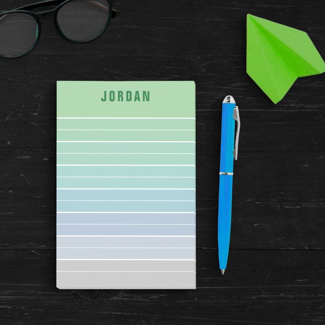 Green Blue Grey Ombre Zeilen Name hinzufügen Post-it Klebezettel (Von Creator hochgeladen)