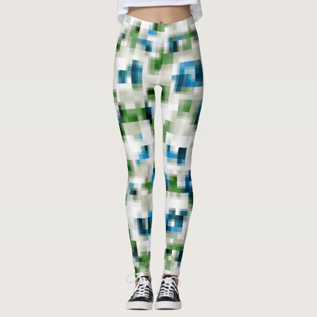 Green Blue Grey White Abstrakt Pattern   Leggings (Vorderseite)