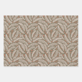 Green & Blue Hand gezeichnet Weihnachtsbaumleaf Geschenkpapier Set