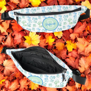 Green & Blue Heart Pattern mit initialer Monogramm Bauchtasche
