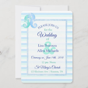Green Blue Hochzeit von Oceanic Seepferds Einladung