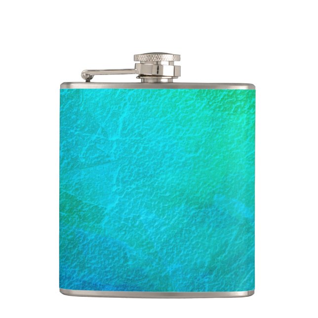 Green Blue Ice Abstrakt Art Flachmann (Vorderseite)