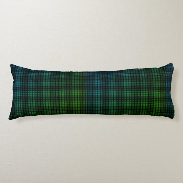 Green Blue Kariert Body Pillow Seitenschläferkissen (Vorderseite)