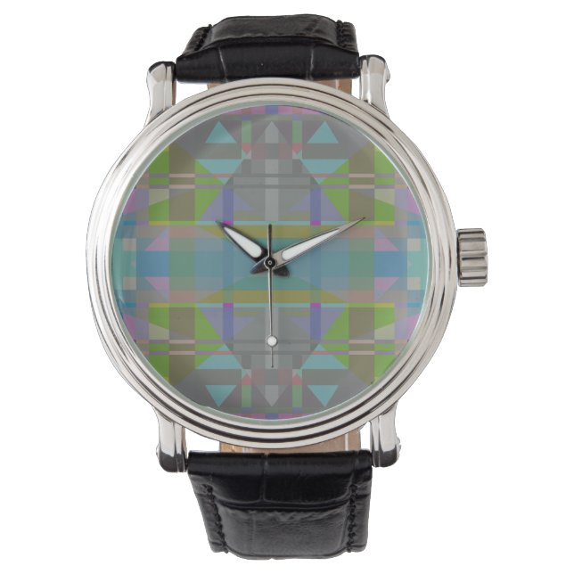 Green Blue Lila Geometric Armbanduhr (Vorderseite)