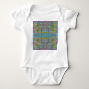 Green Blue Lila Geometric Baby Strampler