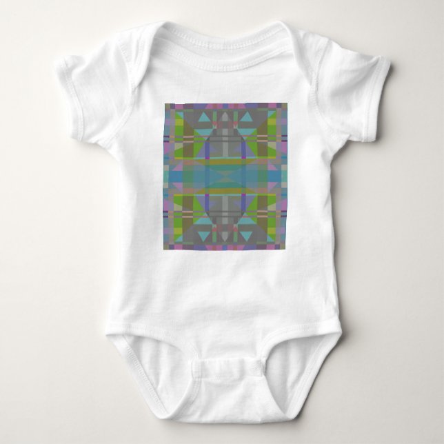 Green Blue Lila Geometric Baby Strampler (Vorderseite)