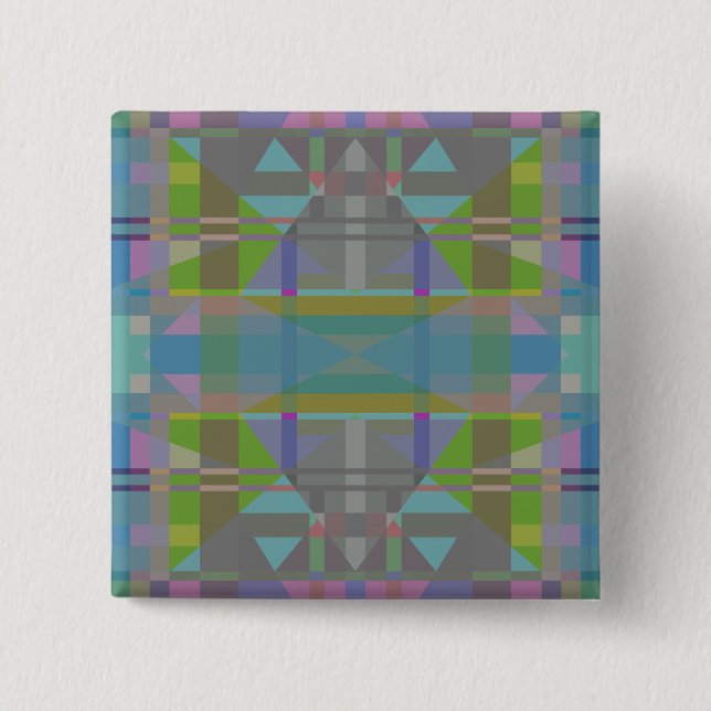 Green Blue Lila Geometric Button (Vorderseite)