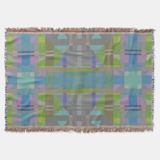 Green Blue Lila Geometric Decke (Vorderseite)