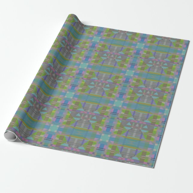Green Blue Lila Geometric Geschenkpapier (Ungerollt)