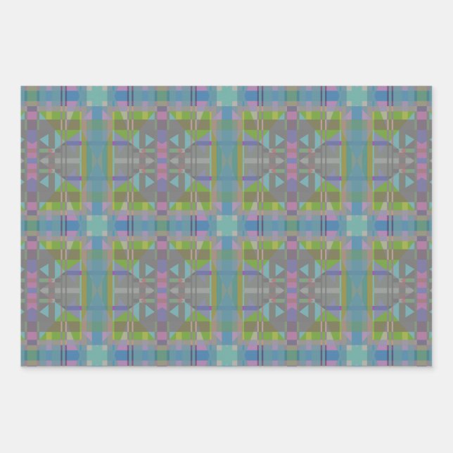 Green Blue Lila Geometric Geschenkpapier Set (Vorderseite)