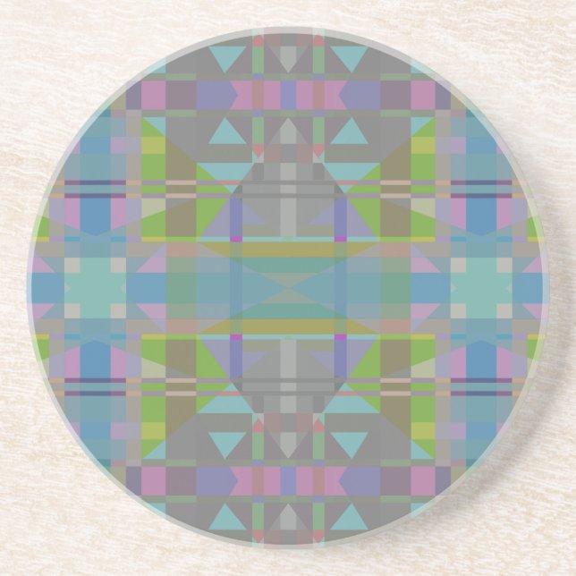 Green Blue Lila Geometric Getränkeuntersetzer (Vorne)