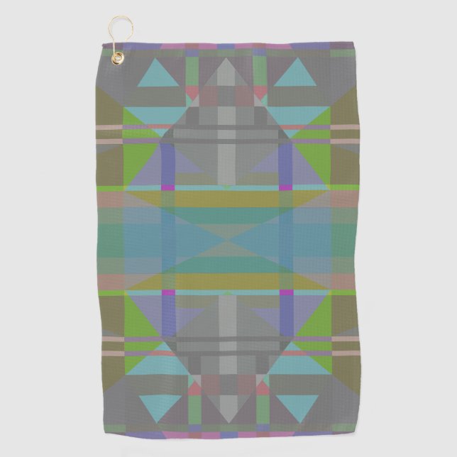 Green Blue Lila Geometric Golfhandtuch (Vorderseite)