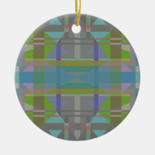 Green Blue Lila Geometric Keramik Ornament