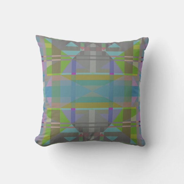 Green Blue Lila Geometric Kissen (Vorderseite)