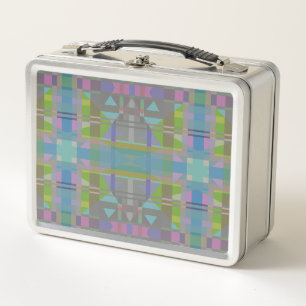 Green Blue Lila Geometric Metall Brotdose