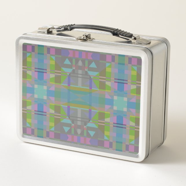 Green Blue Lila Geometric Metall Brotdose (Vorderseite)