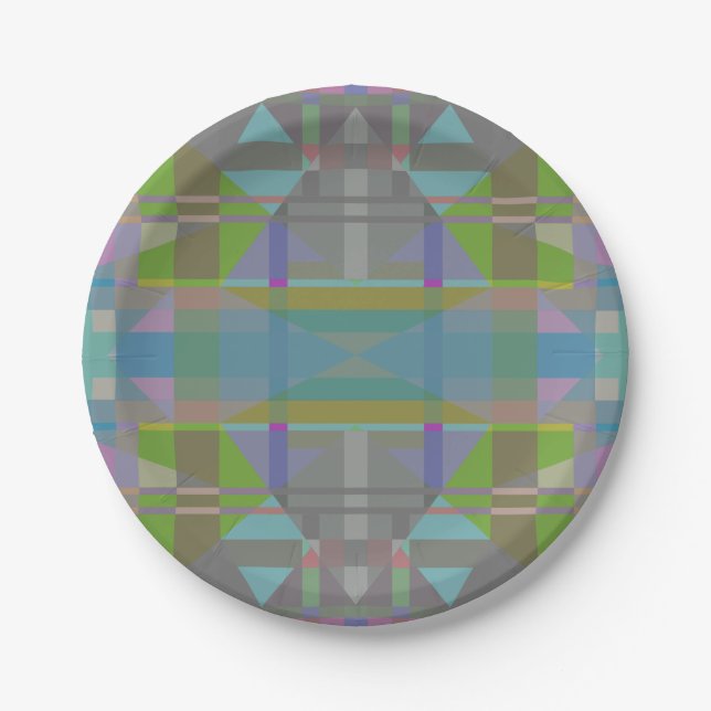 Green Blue Lila Geometric Pappteller (Vorderseite)