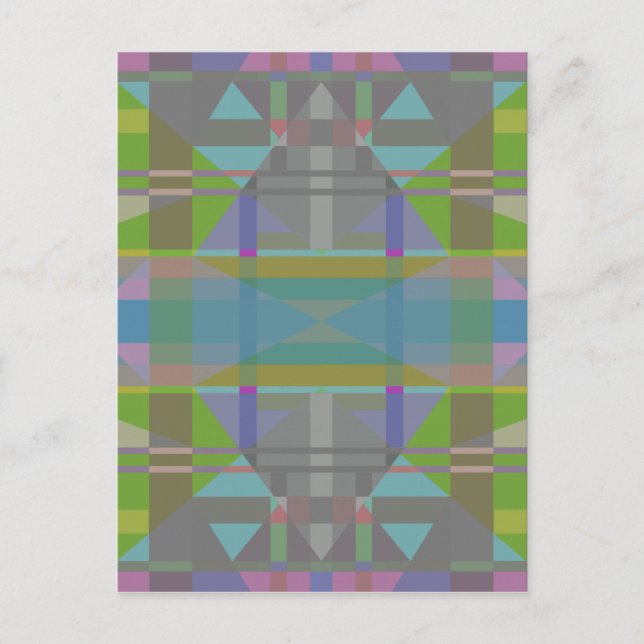 Green Blue Lila Geometric Postkarte (Vorderseite)