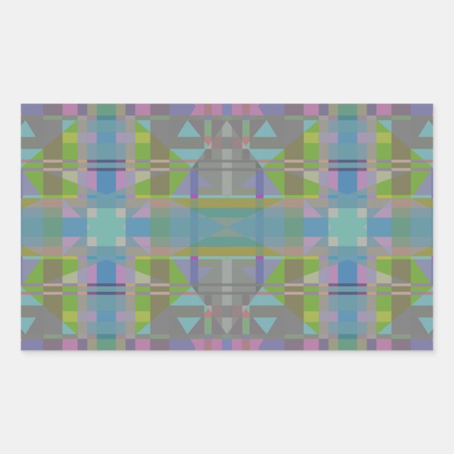 Green Blue Lila Geometric Rechteckiger Aufkleber (Vorderseite)