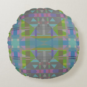 Green Blue Lila Geometric Rundes Kissen