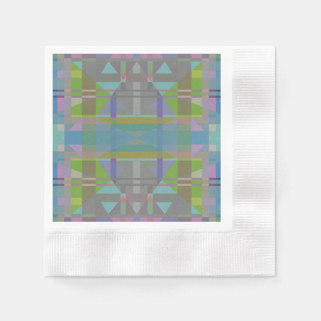 Green Blue Lila Geometric Serviette (Vorderseite)