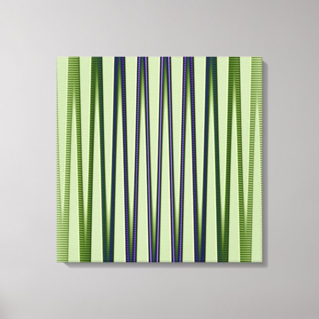 Green Blue Lila Modernes Abstraktes Wellenmuster Leinwanddruck (Vorderseite)