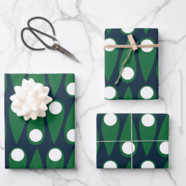 Green Blue Modern Polka Dot Geschenkpapier Set