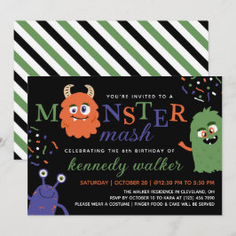Green Blue Monster Mash Halloween-Party Einladung