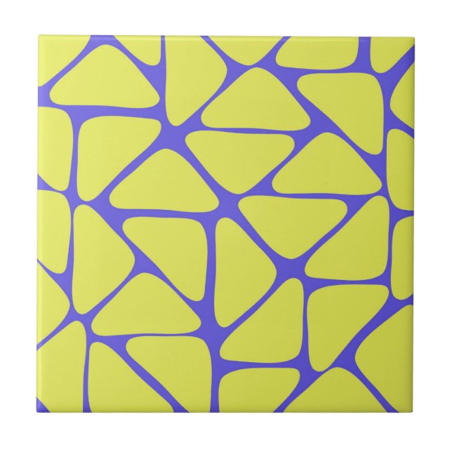 Green Blue Neon Geometric Triangle Pattern Fliese (Vorderseite)