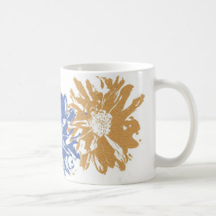 Green Blue Orange Blume Motif Kaffeetasse