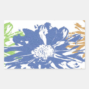 Green Blue Orange Blume Motif Rechteckiger Aufkleber