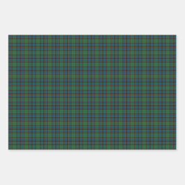 Green Blue Orange Plaid Tartan Geschenkpapier Set