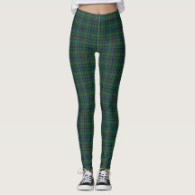 Green Blue Orange Plaid Tartan Leggings