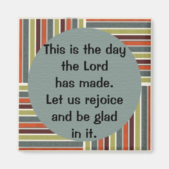 Green Blue Orange Stripe Bibel Verse Magnet (Vorne)